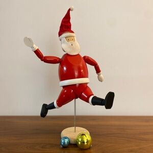 Vintage Articulated Wood Dancing Santa Clause 16” Figure